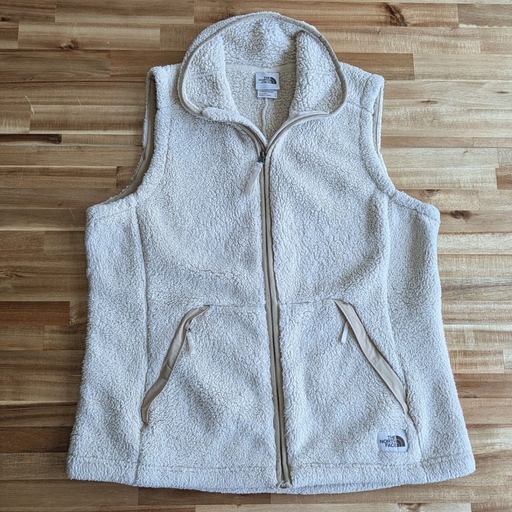 The North Face Womens Sherpa Fleece Vest Cream Full Zip Large